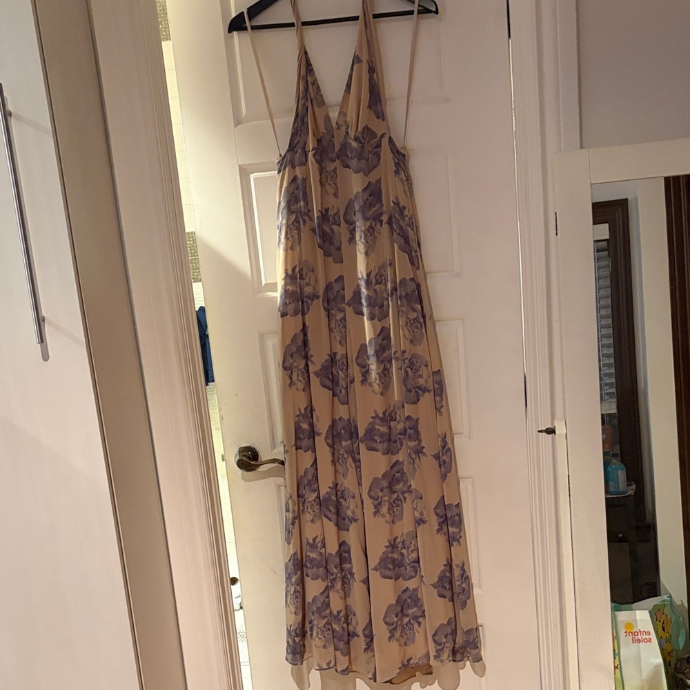 Elegant Cream and Purple Floral Maxi jumpsuit